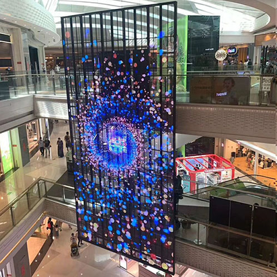 Écran LED en verre transparent intégré 3,91 mm-7,82 mm Publicité du bâtiment