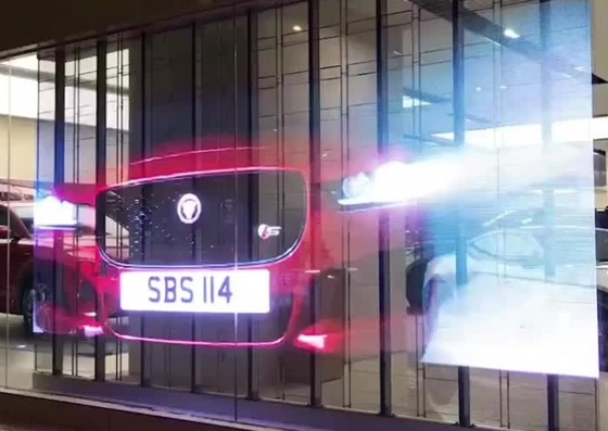 La publicité d'écran transparente en verre LED de 100 x de 50cm montrent la FCC d'ODM de 32873 pixels
