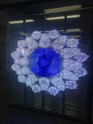 Écran LED transparent en verre HD P3.9mm, grille de fenêtre, affichage 4500cd/m²