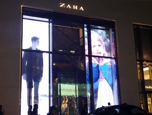 L'écran visuel transparent RVB de mur d'AC85V LED a mené l'écran de visualisation de fenêtre